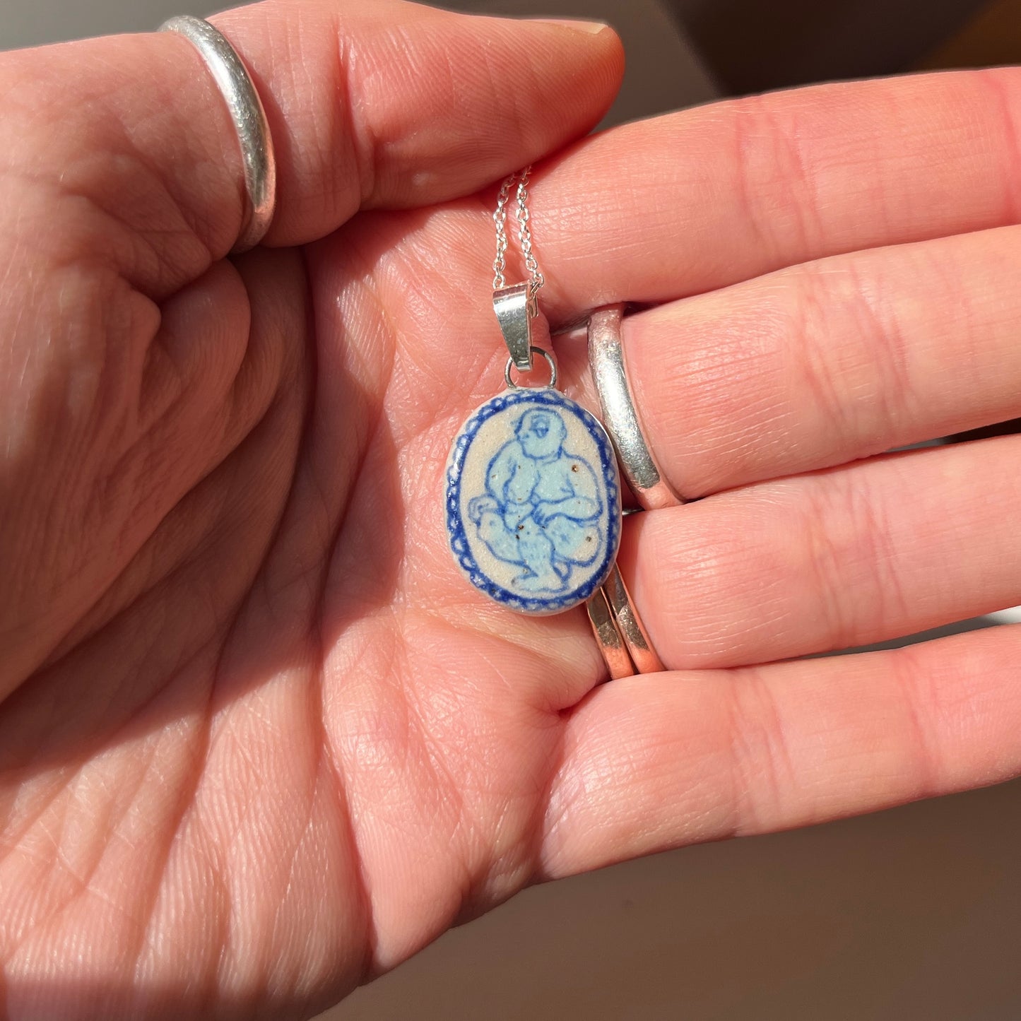 Handmade Ceramic Pendant Necklace – A Celebration of Transgender Beauty (Sterling Silver, Unique Design)