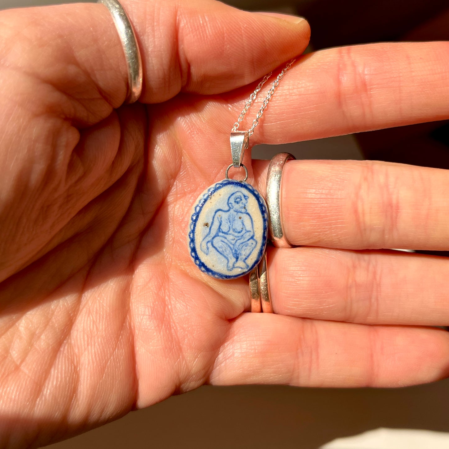 Handmade Ceramic Pendant Necklace – A Celebration of Transgender Beauty (Sterling Silver, Unique Design)