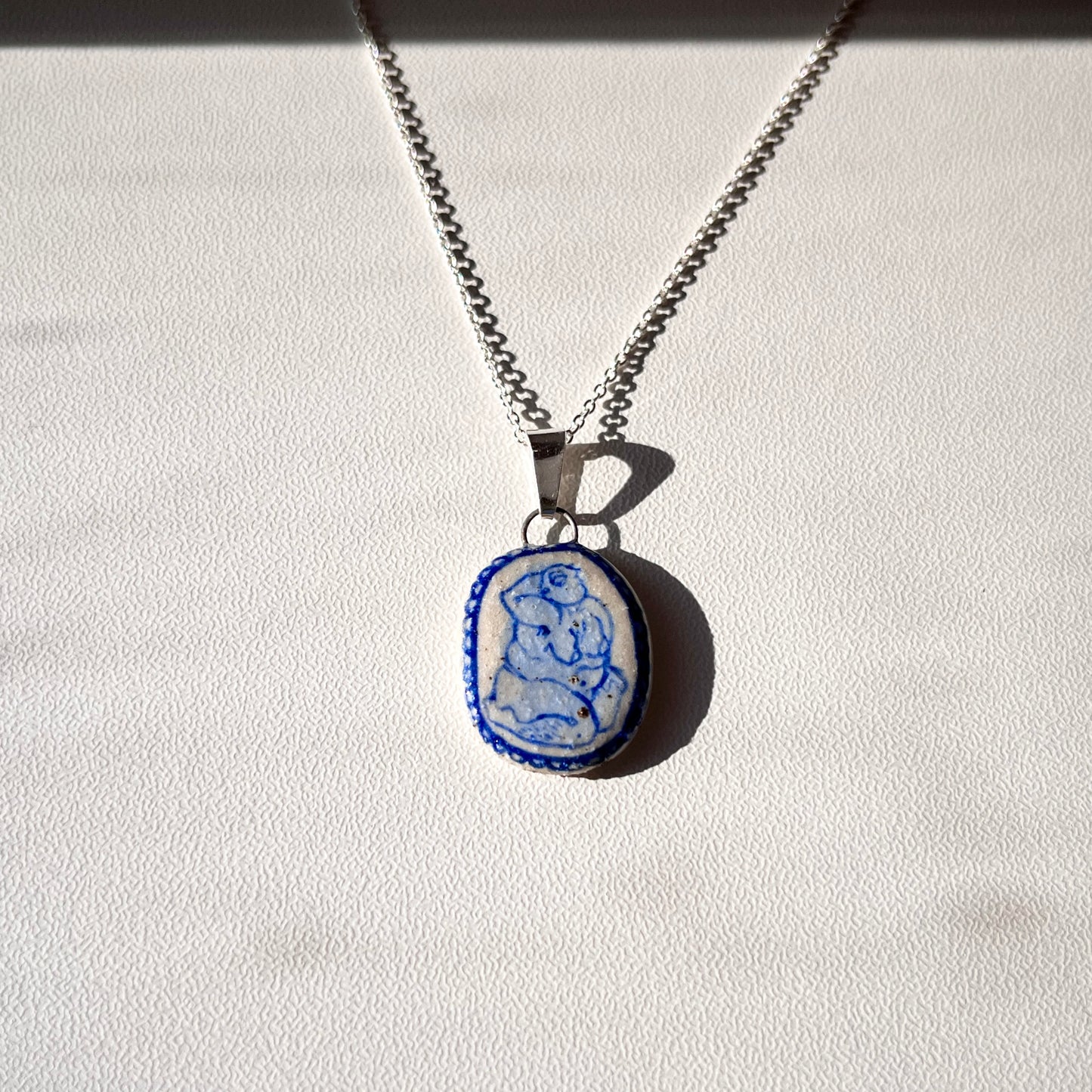 Handmade Ceramic Pendant Necklace – A Celebration of Transgender Beauty (Sterling Silver, Unique Design)