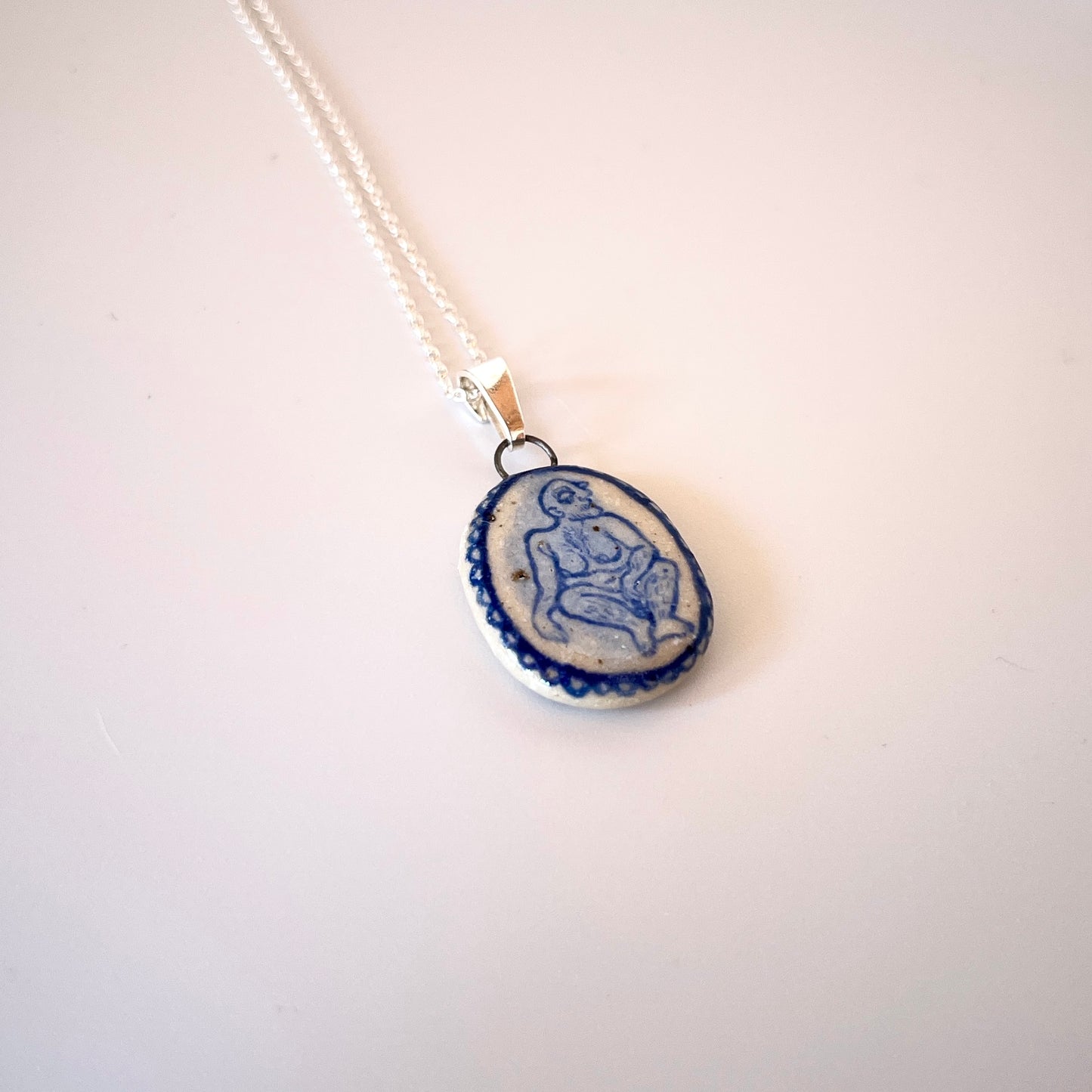 Handmade Ceramic Pendant Necklace – A Celebration of Transgender Beauty (Sterling Silver, Unique Design)