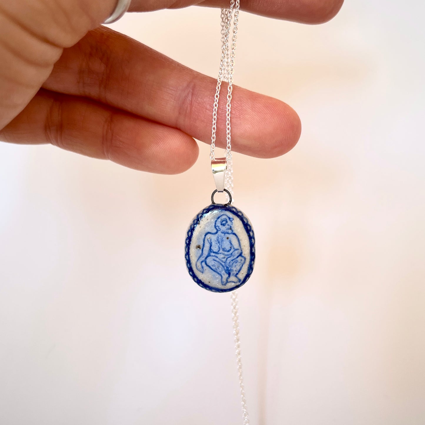 Handmade Ceramic Pendant Necklace – A Celebration of Transgender Beauty (Sterling Silver, Unique Design)