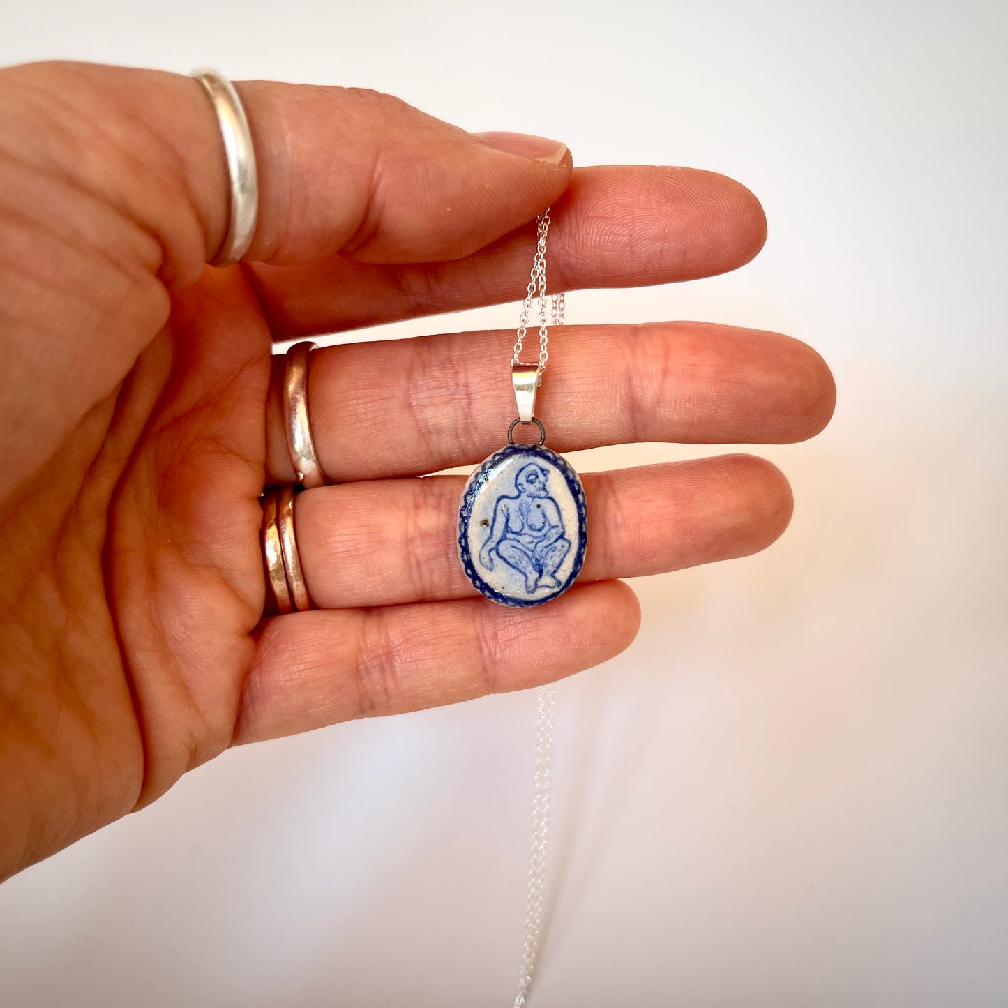 Handmade Ceramic Pendant Necklace – A Celebration of Transgender Beauty (Sterling Silver, Unique Design)