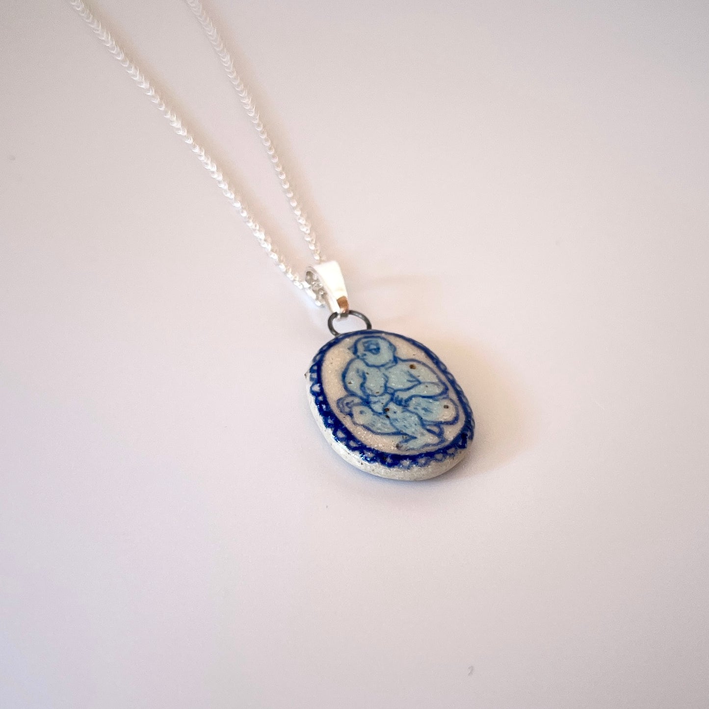 Handmade Ceramic Pendant Necklace – A Celebration of Transgender Beauty (Sterling Silver, Unique Design)