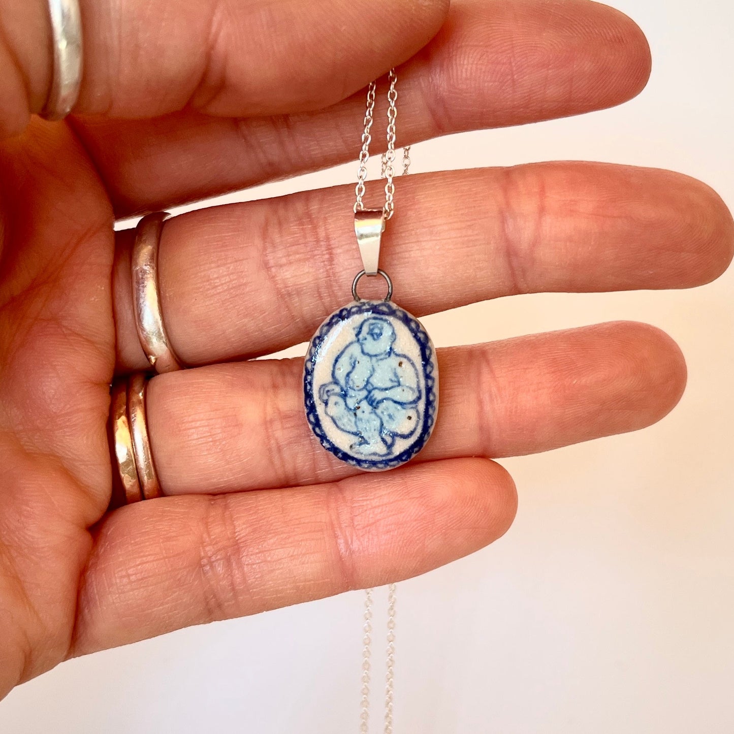 Handmade Ceramic Pendant Necklace – A Celebration of Transgender Beauty (Sterling Silver, Unique Design)
