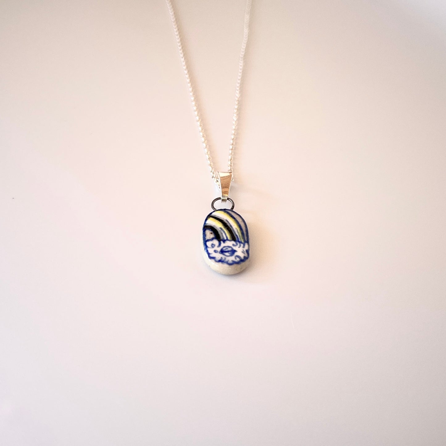Handmade Rainbow Pendant Necklace – Non-Binary Pride Jewellery (Sterling Silver, Ceramic, LGBTQ+ Gift)