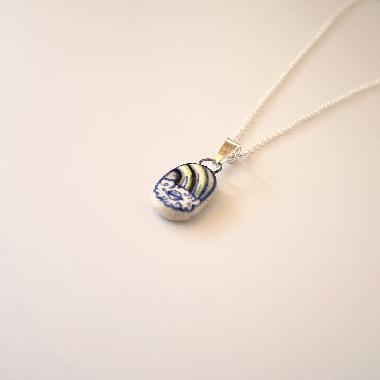 Handmade Rainbow Pendant Necklace – Non-Binary Pride Jewellery (Sterling Silver, Ceramic, LGBTQ+ Gift)