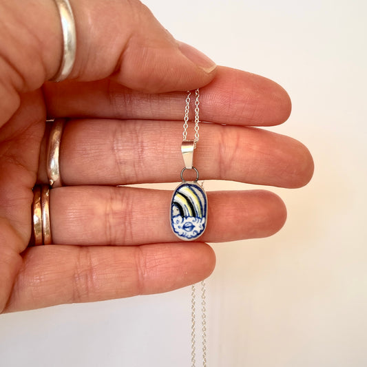 Handmade Rainbow Pendant Necklace – Non-Binary Pride Jewellery (Sterling Silver, Ceramic, LGBTQ+ Gift)