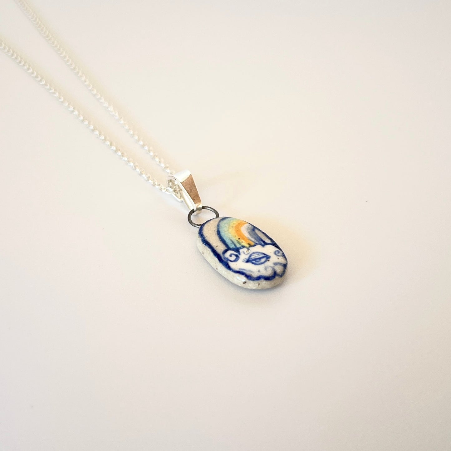 Handmade Rainbow Pendant Necklace – Pride Flag Jewellery (Sterling Silver, Ceramic, LGBTQ+ Gift)