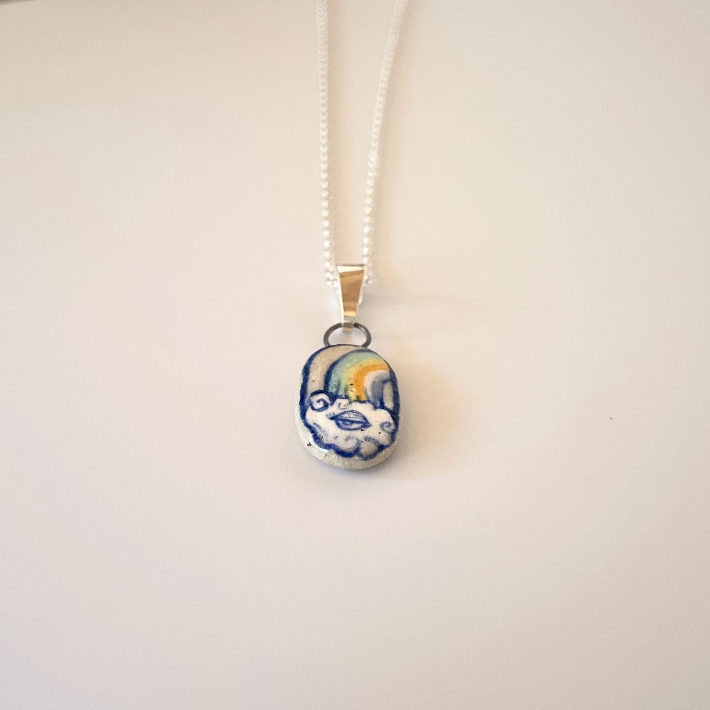 Handmade Rainbow Pendant Necklace – Pride Flag Jewellery (Sterling Silver, Ceramic, LGBTQ+ Gift)