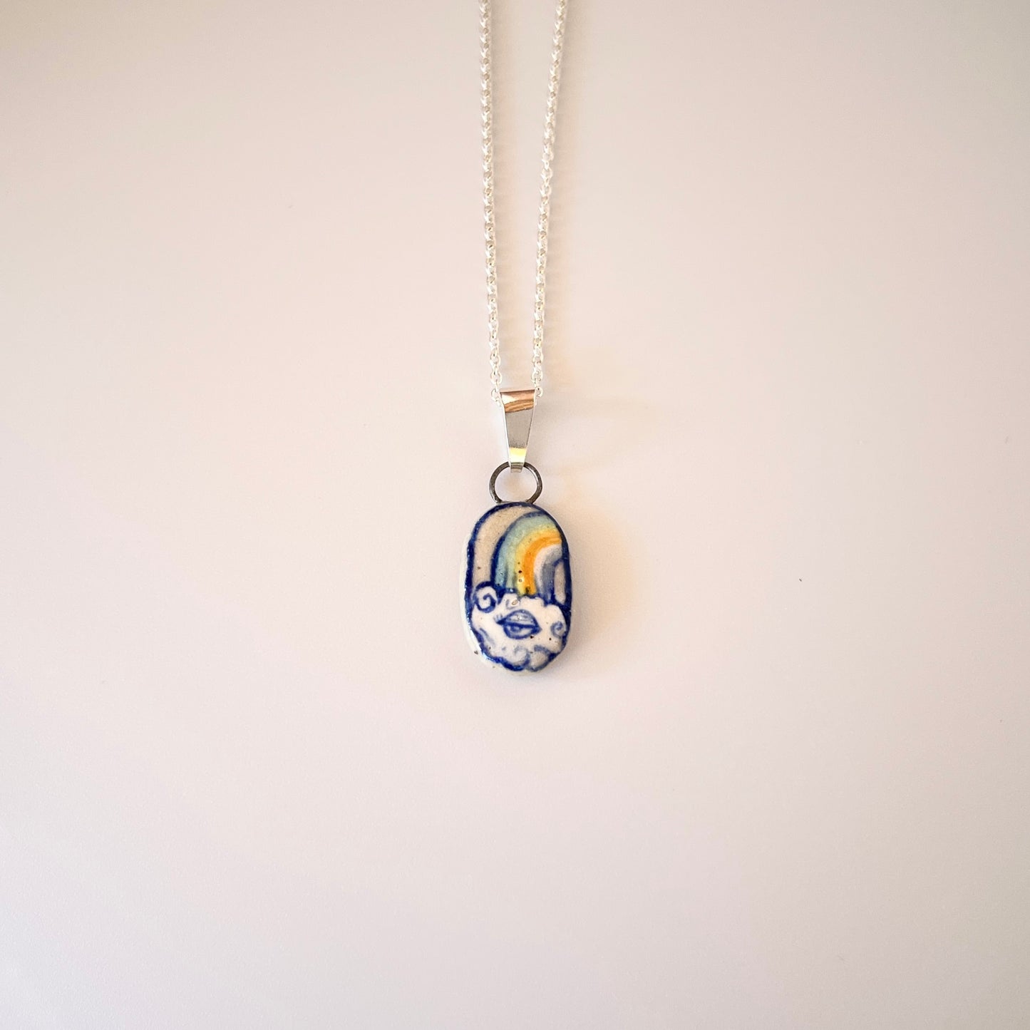 Handmade Rainbow Pendant Necklace – Pride Flag Jewellery (Sterling Silver, Ceramic, LGBTQ+ Gift)