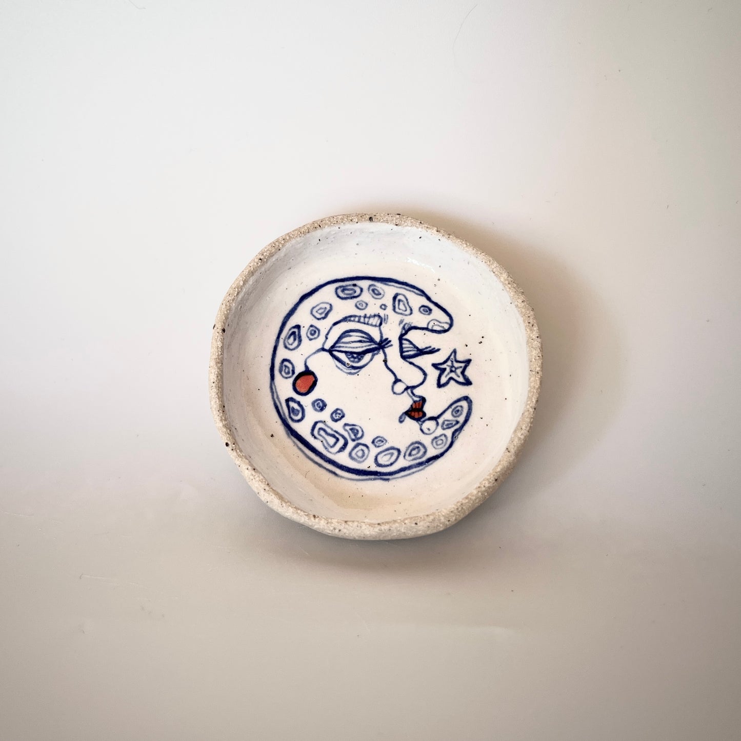 Handcrafted Ceramic Trinket Dish - Moon Design (Speckled Stoneware)