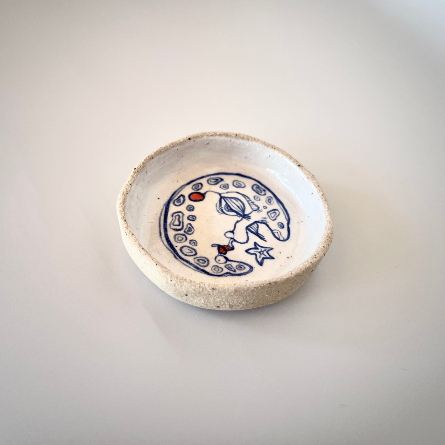 Handcrafted Ceramic Trinket Dish - Moon Design (Speckled Stoneware)