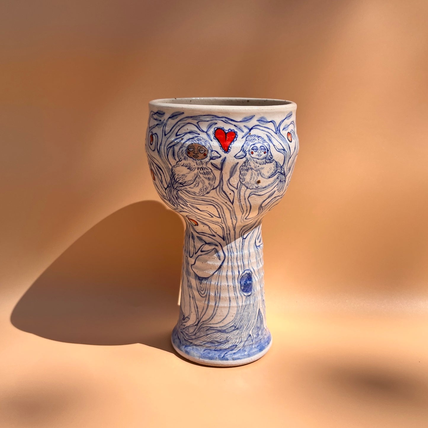 Handcrafted Ceramic Goblet - The Orchard Lovers (250ml, Speckled Stoneware)