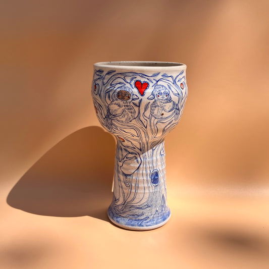 Handcrafted Ceramic Goblet - The Orchard Lovers (250ml, Speckled Stoneware)