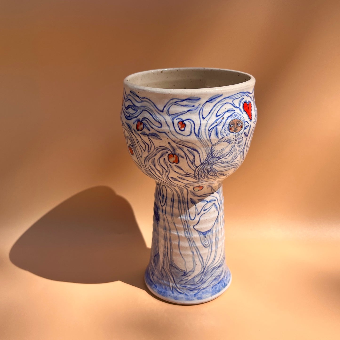 Handcrafted Ceramic Goblet - The Orchard Lovers (250ml, Speckled Stoneware)