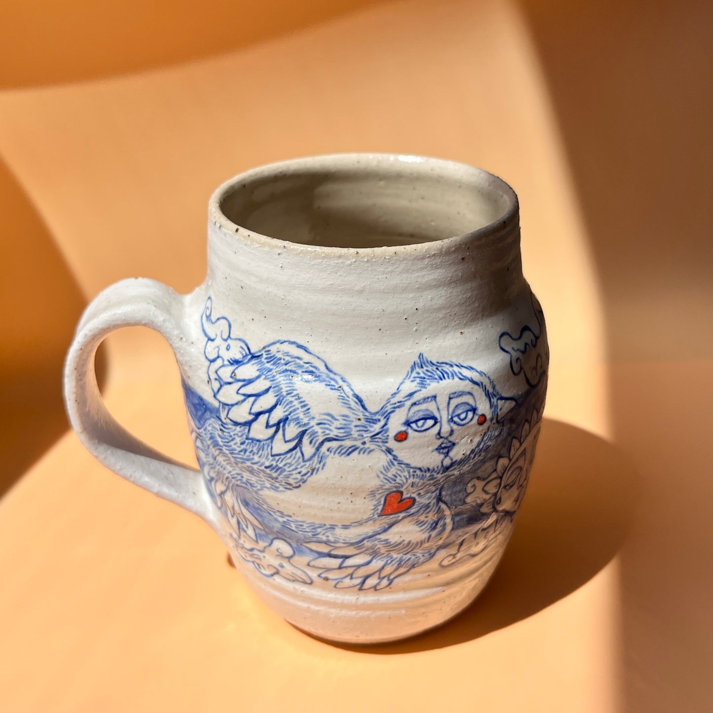 Handcrafted Large Ceramic Mug – Up In The Clouds (Speckled Stoneware, 450ml)