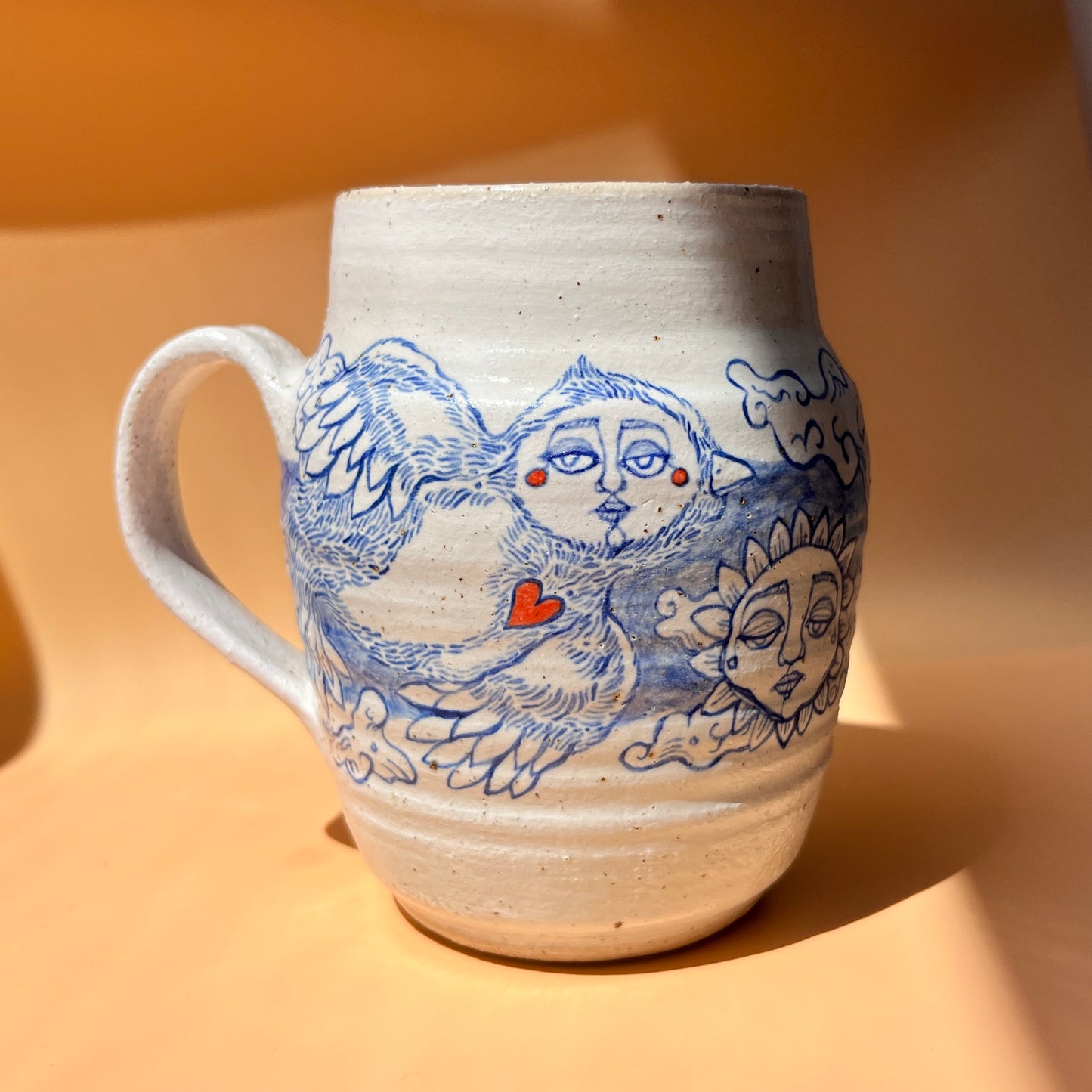 Handcrafted Large Ceramic Mug – Up In The Clouds (Speckled Stoneware, 450ml)