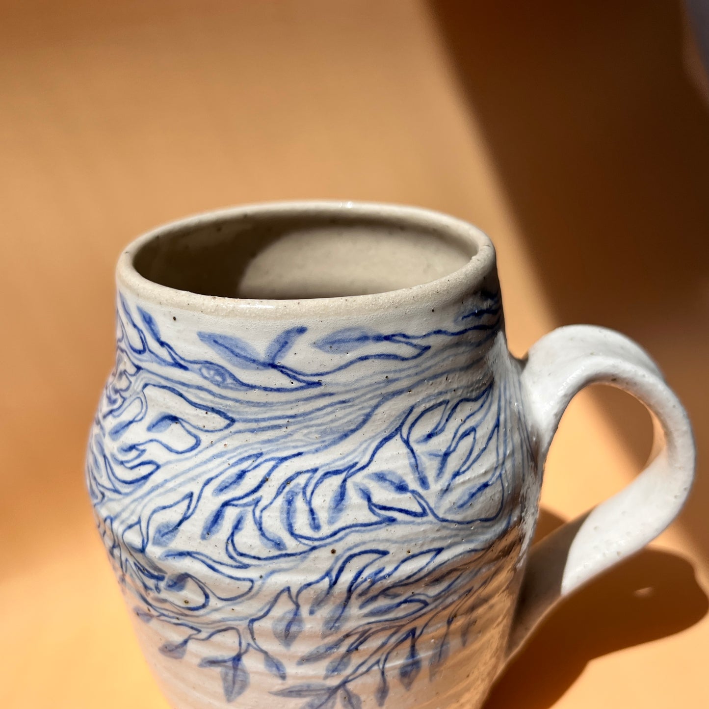 Handcrafted Large Ceramic Mug Set – Under the Same Tree: Sun & Moon Design (Speckled Stoneware, 450ml)