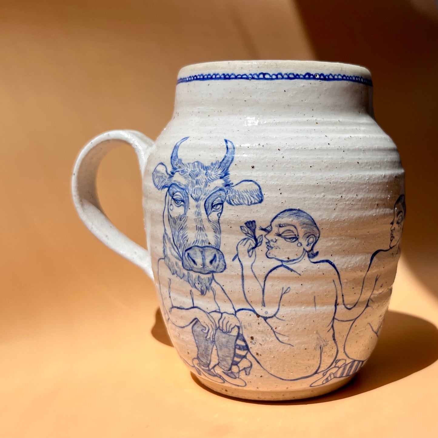 Handcrafted Large Ceramic Mug – Birds, Beasts & Queer Besties (Speckled Stoneware, 450ml)