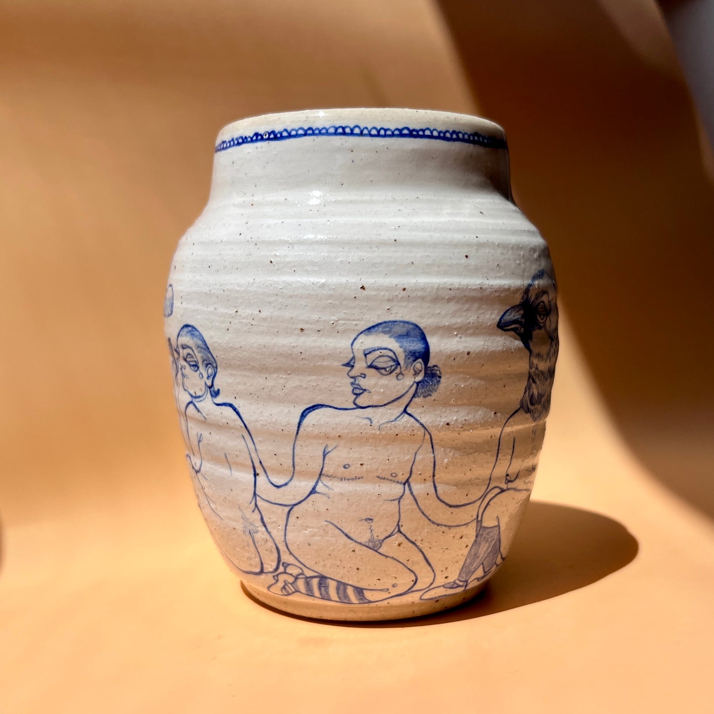 Handcrafted Large Ceramic Mug – Birds, Beasts & Queer Besties (Speckled Stoneware, 450ml)