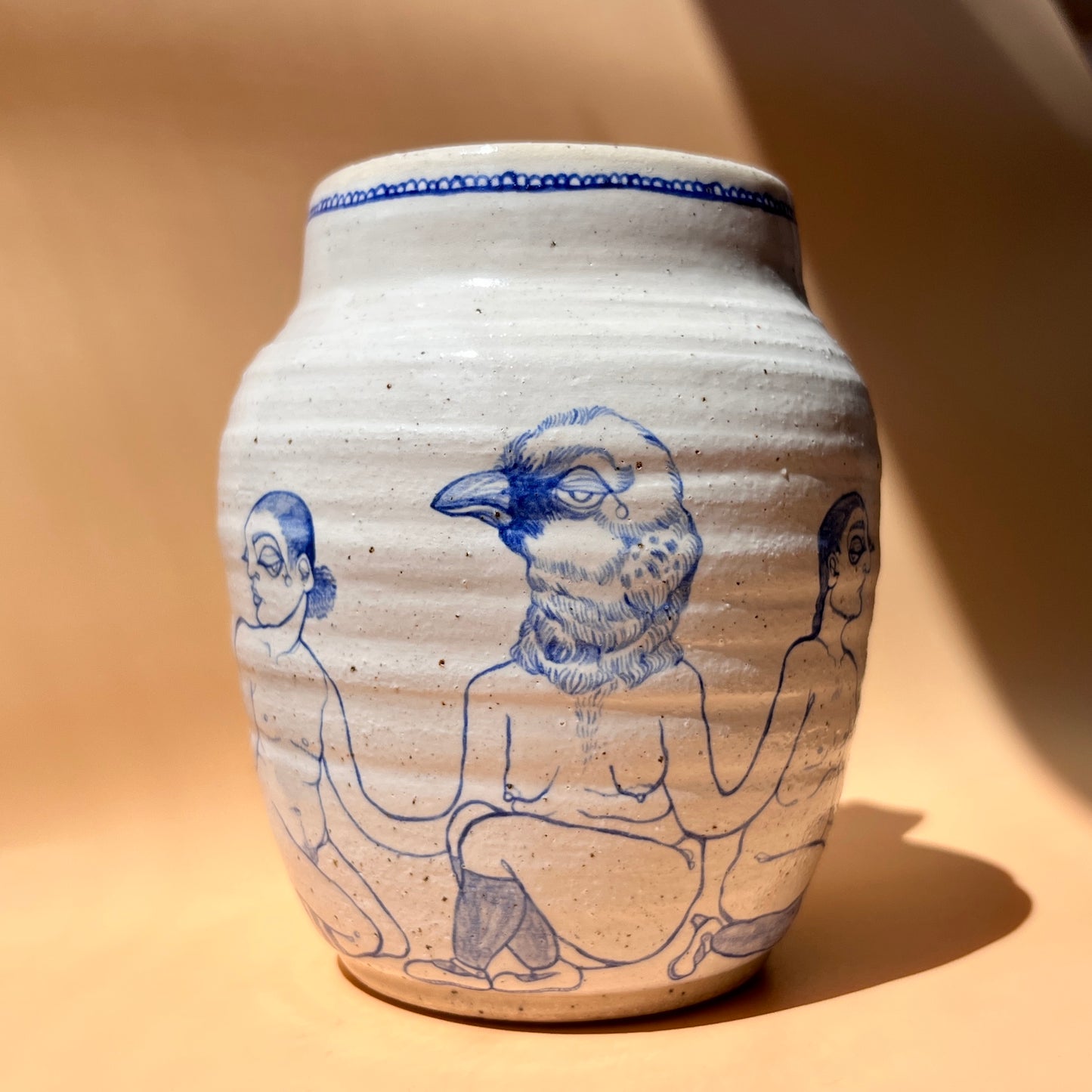 Handcrafted Large Ceramic Mug – Birds, Beasts & Queer Besties (Speckled Stoneware, 450ml)