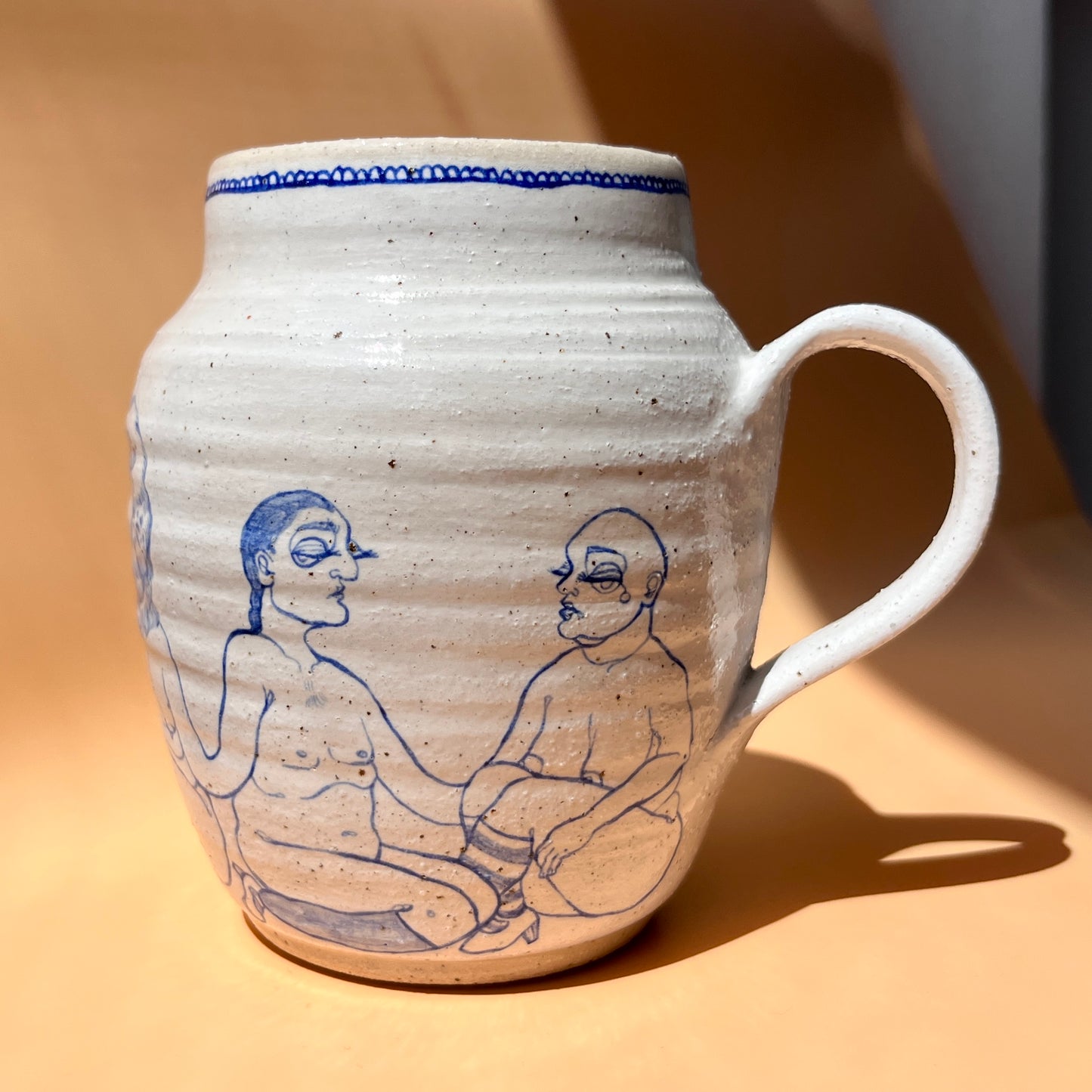 Handcrafted Large Ceramic Mug – Birds, Beasts & Queer Besties (Speckled Stoneware, 450ml)