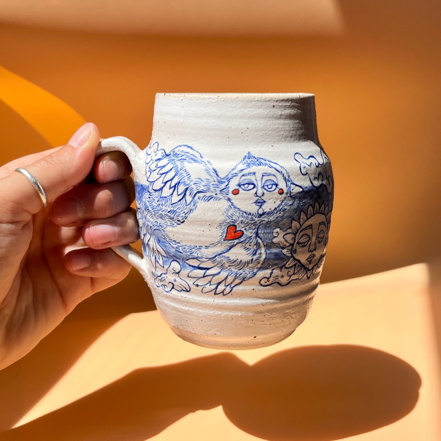 Handcrafted Large Ceramic Mug – Up In The Clouds (Speckled Stoneware, 450ml)