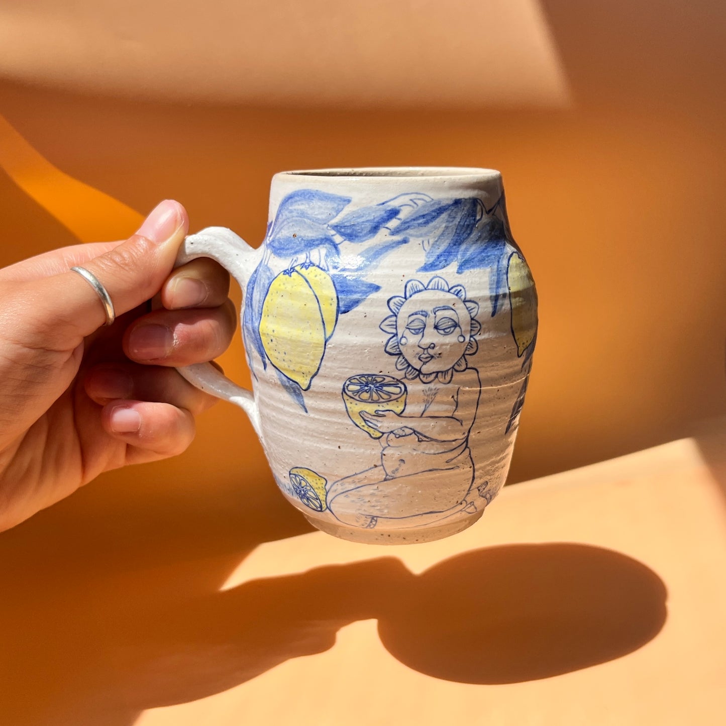 Handcrafted Large Ceramic Mug – When Life Gives You Lemons... (Speckled Stoneware, 450ml)