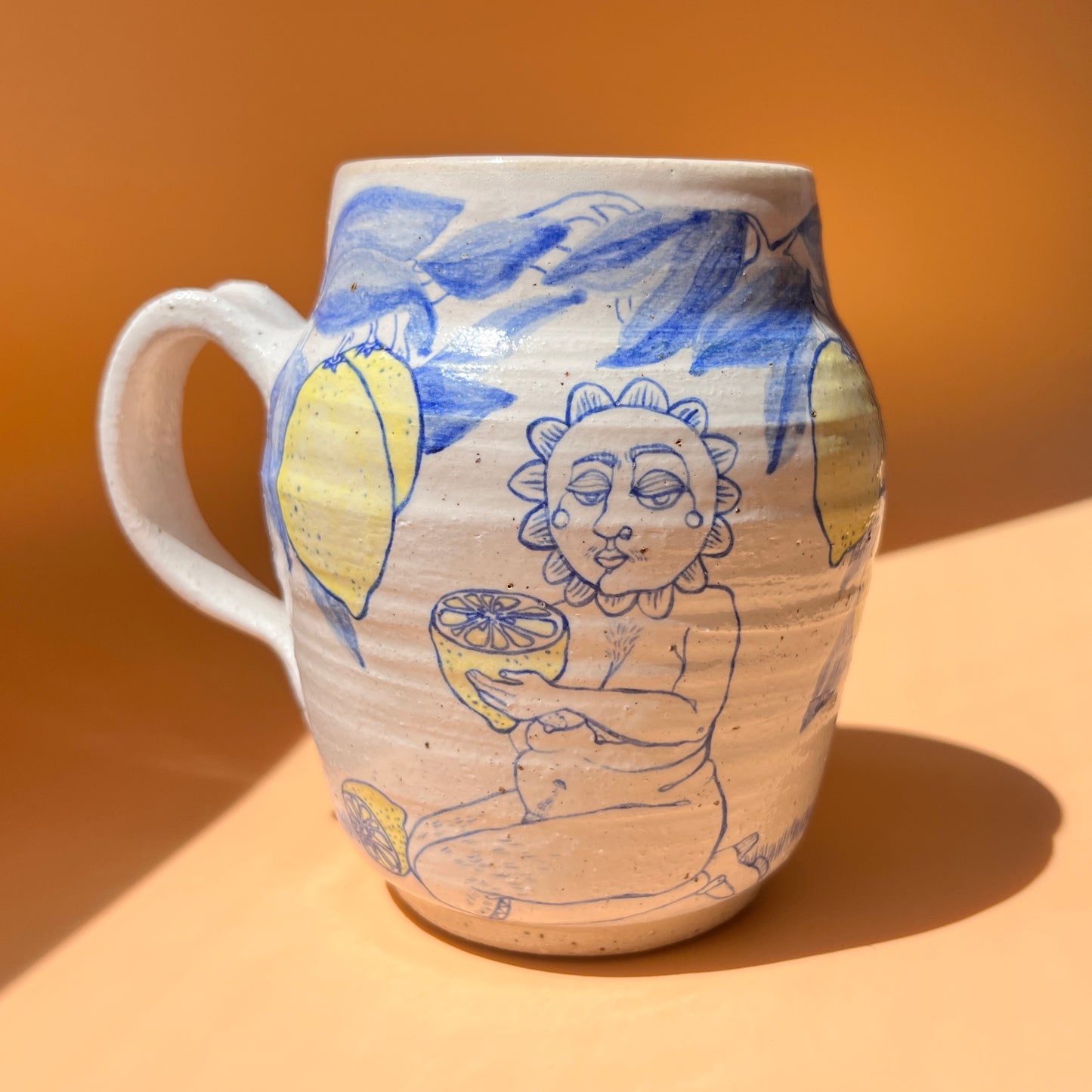 Handcrafted Large Ceramic Mug – When Life Gives You Lemons... (Speckled Stoneware, 450ml)