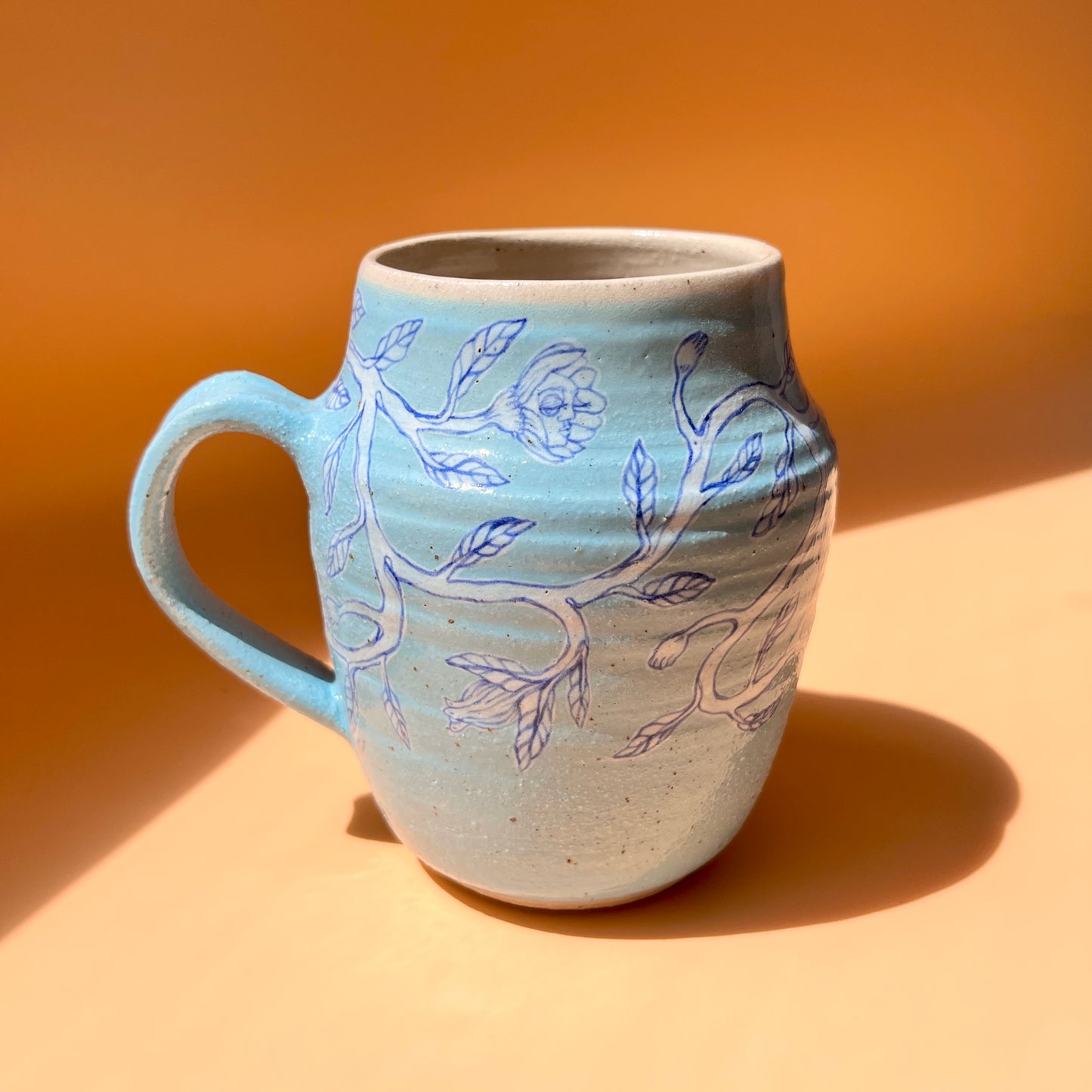 Handcrafted Large Ceramic Mug – Whispers In The Wisteria (Speckled Stoneware, 450ml)
