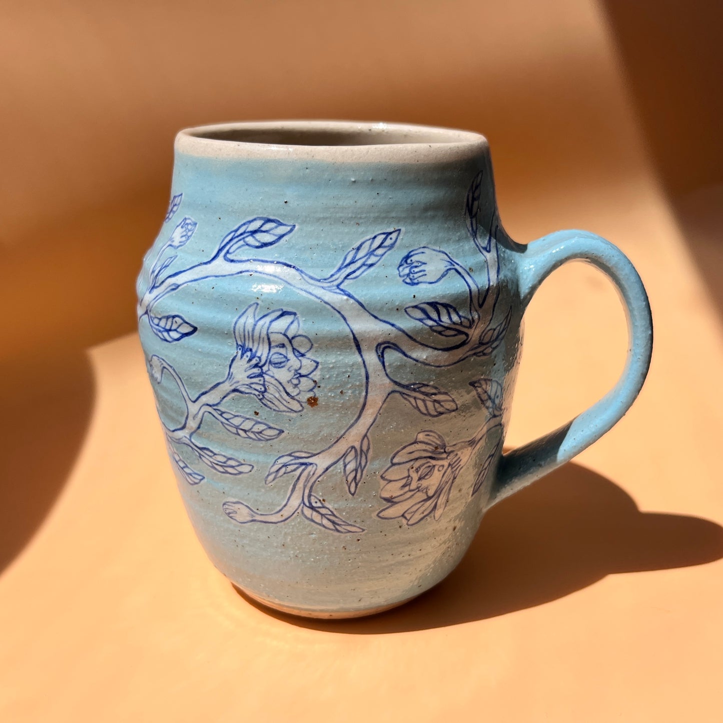 Handcrafted Large Ceramic Mug – Whispers In The Wisteria (Speckled Stoneware, 450ml)