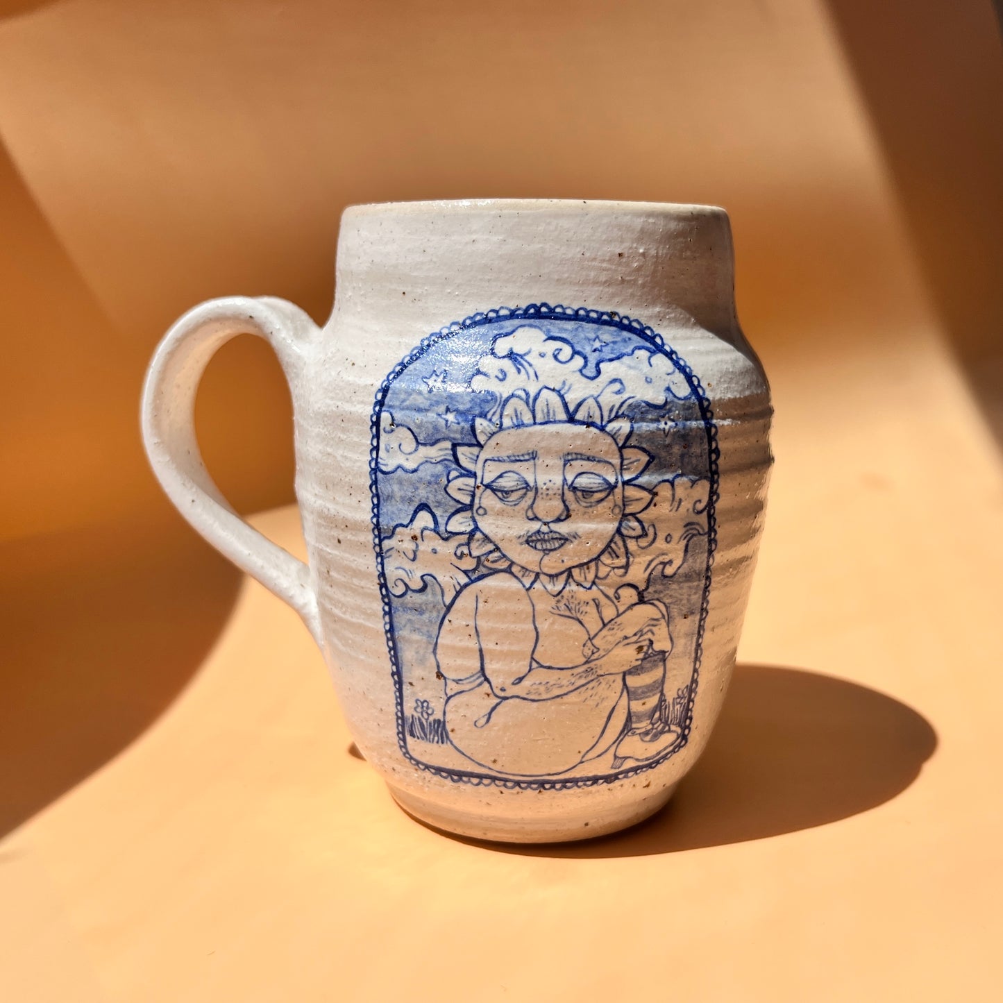 Handcrafted Large Ceramic Mug – Opposites Orbit (Speckled Stoneware, 450ml)