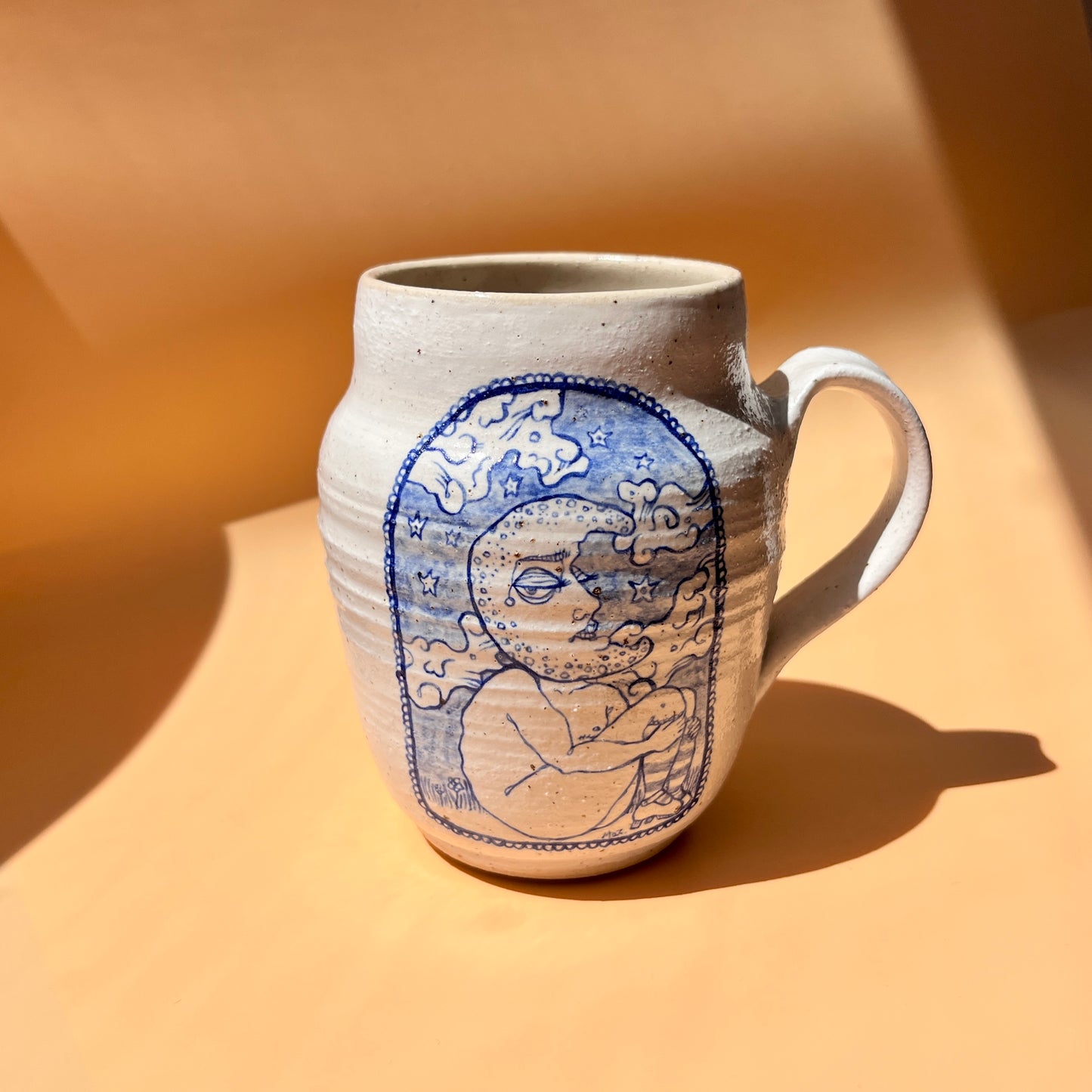 Handcrafted Large Ceramic Mug – Opposites Orbit (Speckled Stoneware, 450ml)