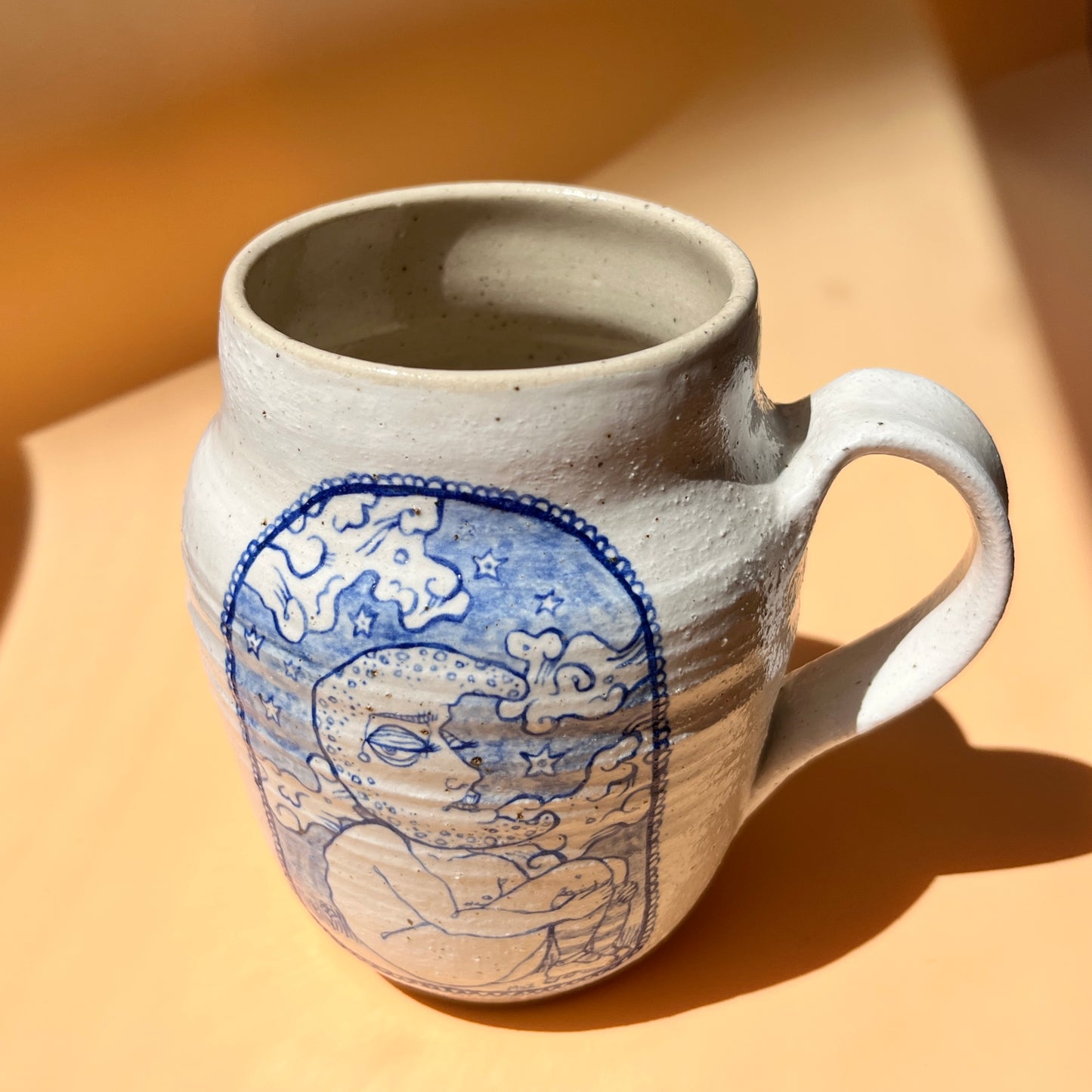 Handcrafted Large Ceramic Mug – Opposites Orbit (Speckled Stoneware, 450ml)