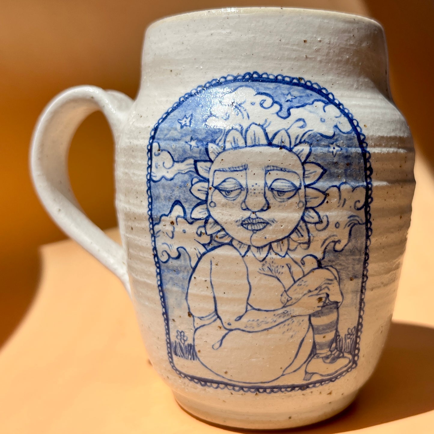 Handcrafted Large Ceramic Mug – Opposites Orbit (Speckled Stoneware, 450ml)