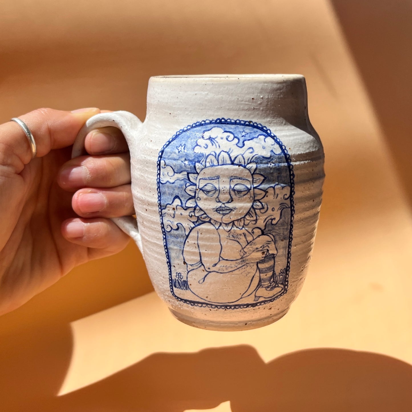 Handcrafted Large Ceramic Mug – Opposites Orbit (Speckled Stoneware, 450ml)