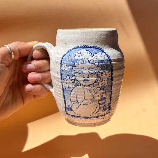 Handcrafted Large Ceramic Mug – Opposites Orbit (Speckled Stoneware, 450ml)