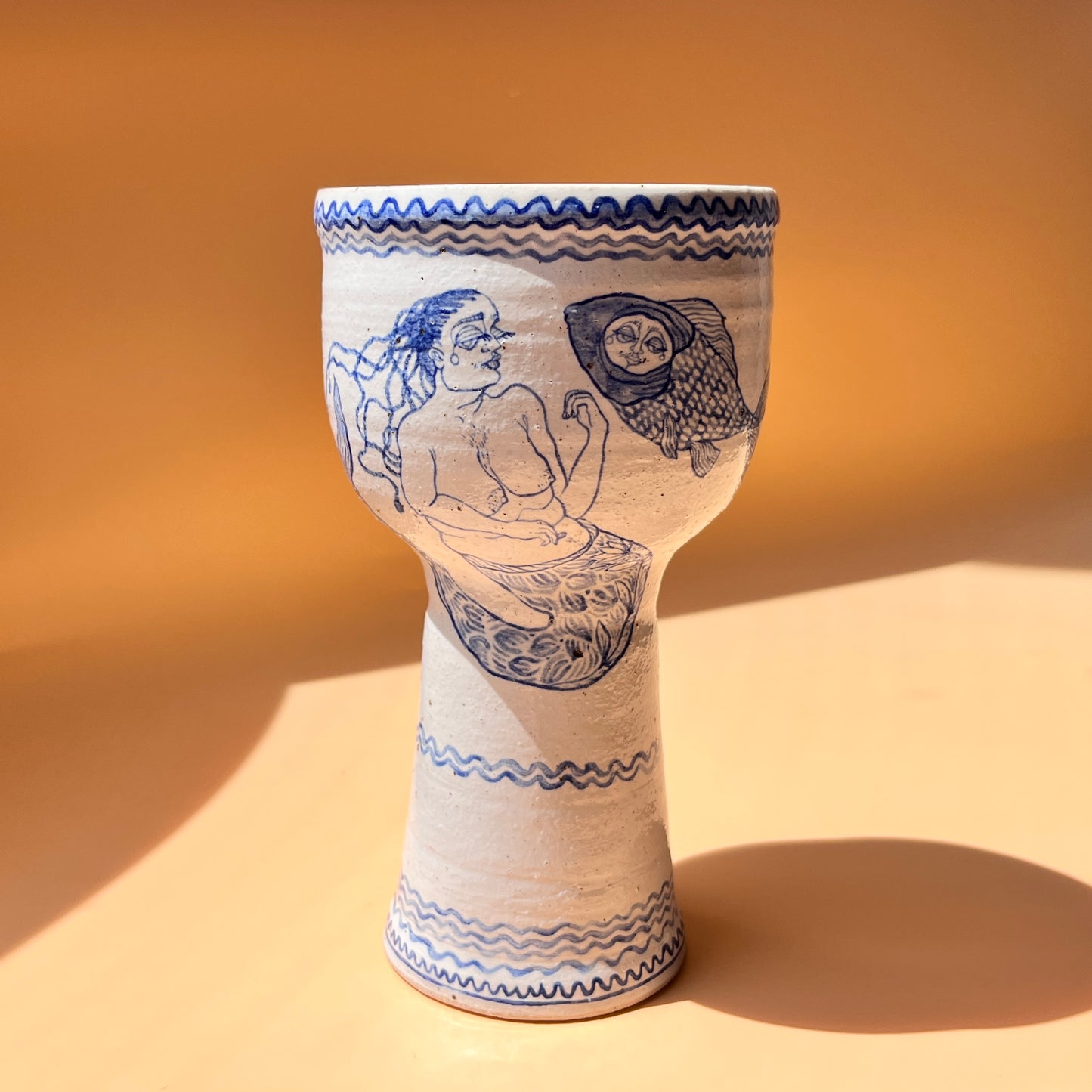 Handcrafted Ceramic Goblet - Sea Us Dance (250ml, Speckled Stoneware)