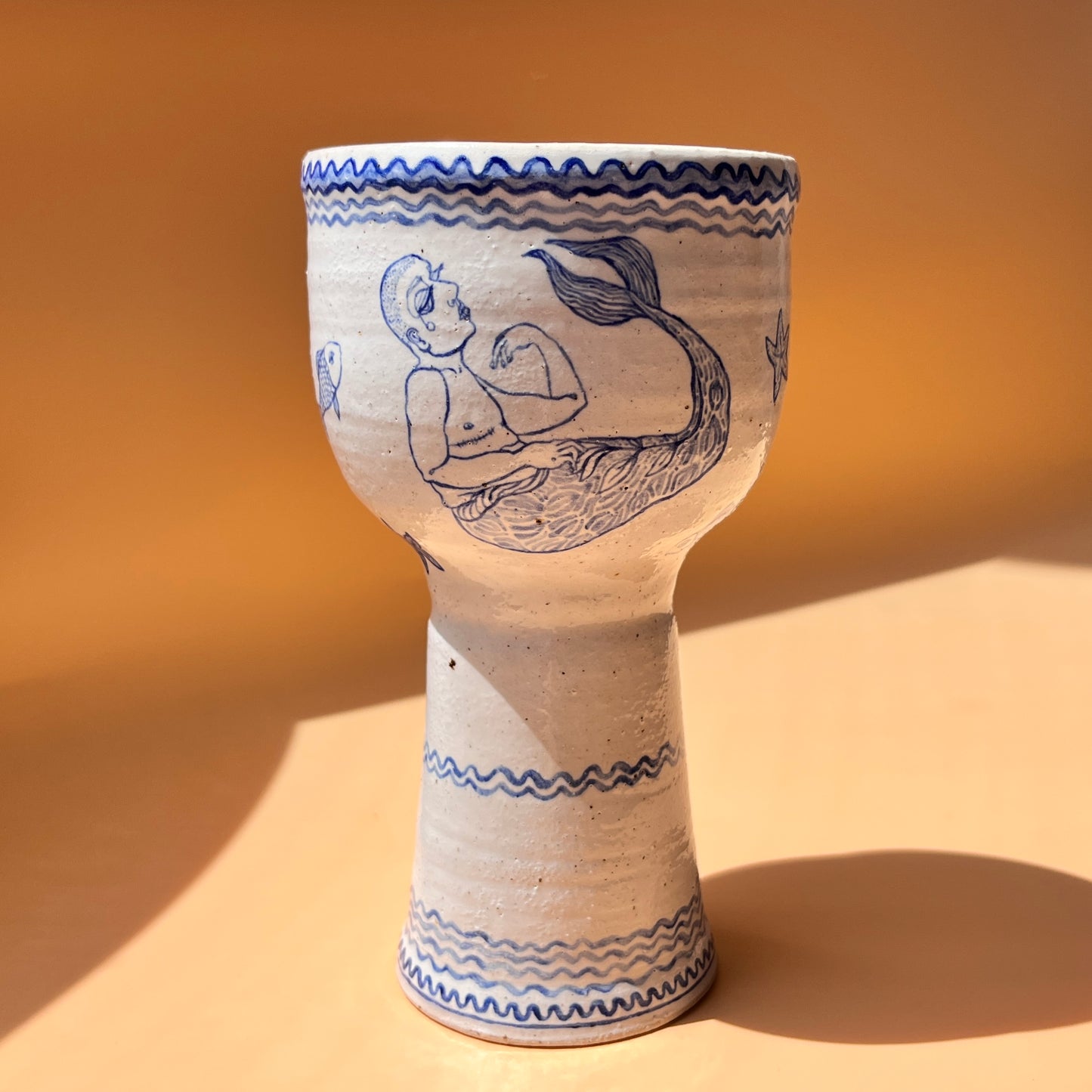 Handcrafted Ceramic Goblet - Sea Us Dance (250ml, Speckled Stoneware)