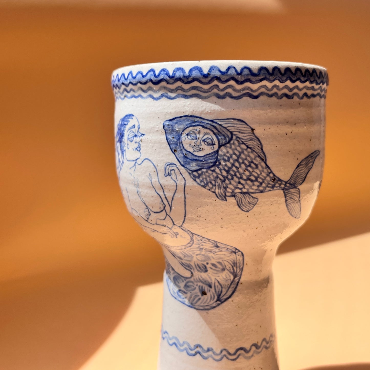 Handcrafted Ceramic Goblet - Sea Us Dance (250ml, Speckled Stoneware)