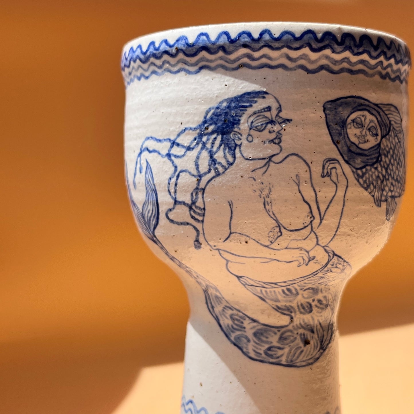 Handcrafted Ceramic Goblet - Sea Us Dance (250ml, Speckled Stoneware)