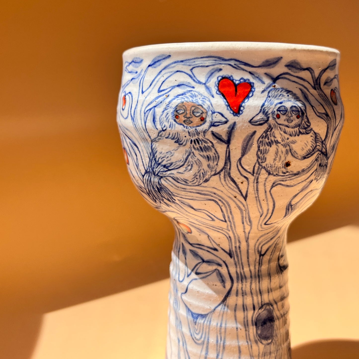 Handcrafted Ceramic Goblet - The Orchard Lovers (250ml, Speckled Stoneware)