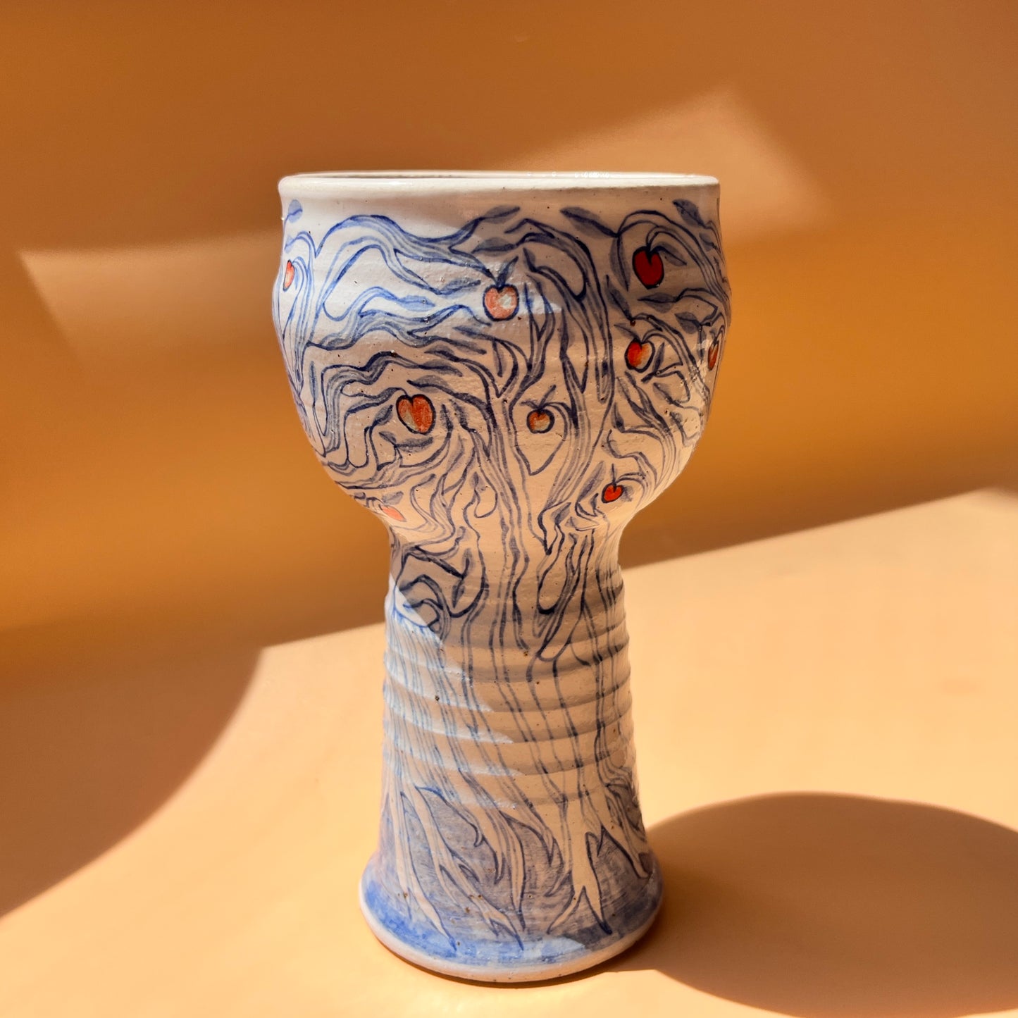 Handcrafted Ceramic Goblet - The Orchard Lovers (250ml, Speckled Stoneware)