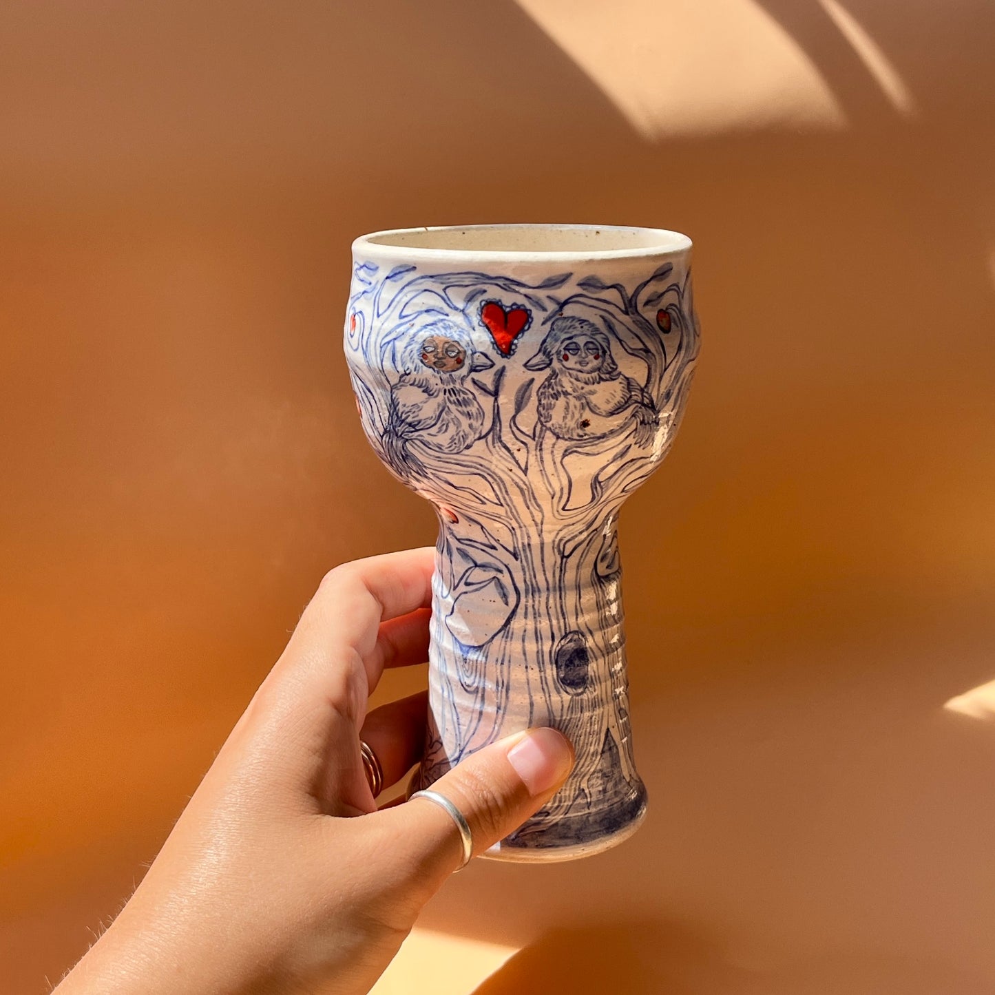 Handcrafted Ceramic Goblet - The Orchard Lovers (250ml, Speckled Stoneware)