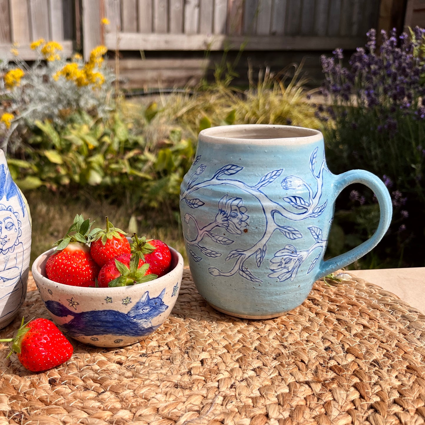 Handcrafted Large Ceramic Mug – Whispers In The Wisteria (Speckled Stoneware, 450ml)