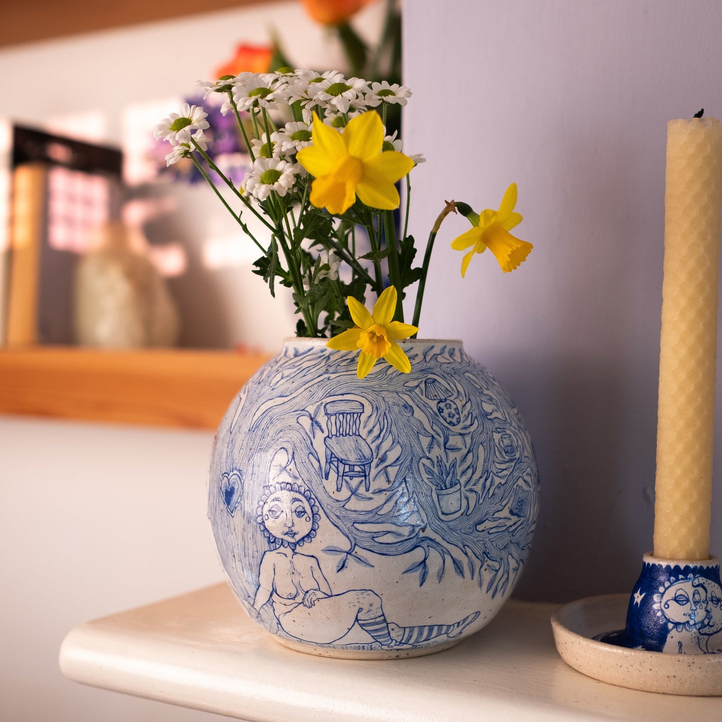 Handcrafted Ceramic Vase – Home Sweet Home (Speckled Stoneware, 1.15L)