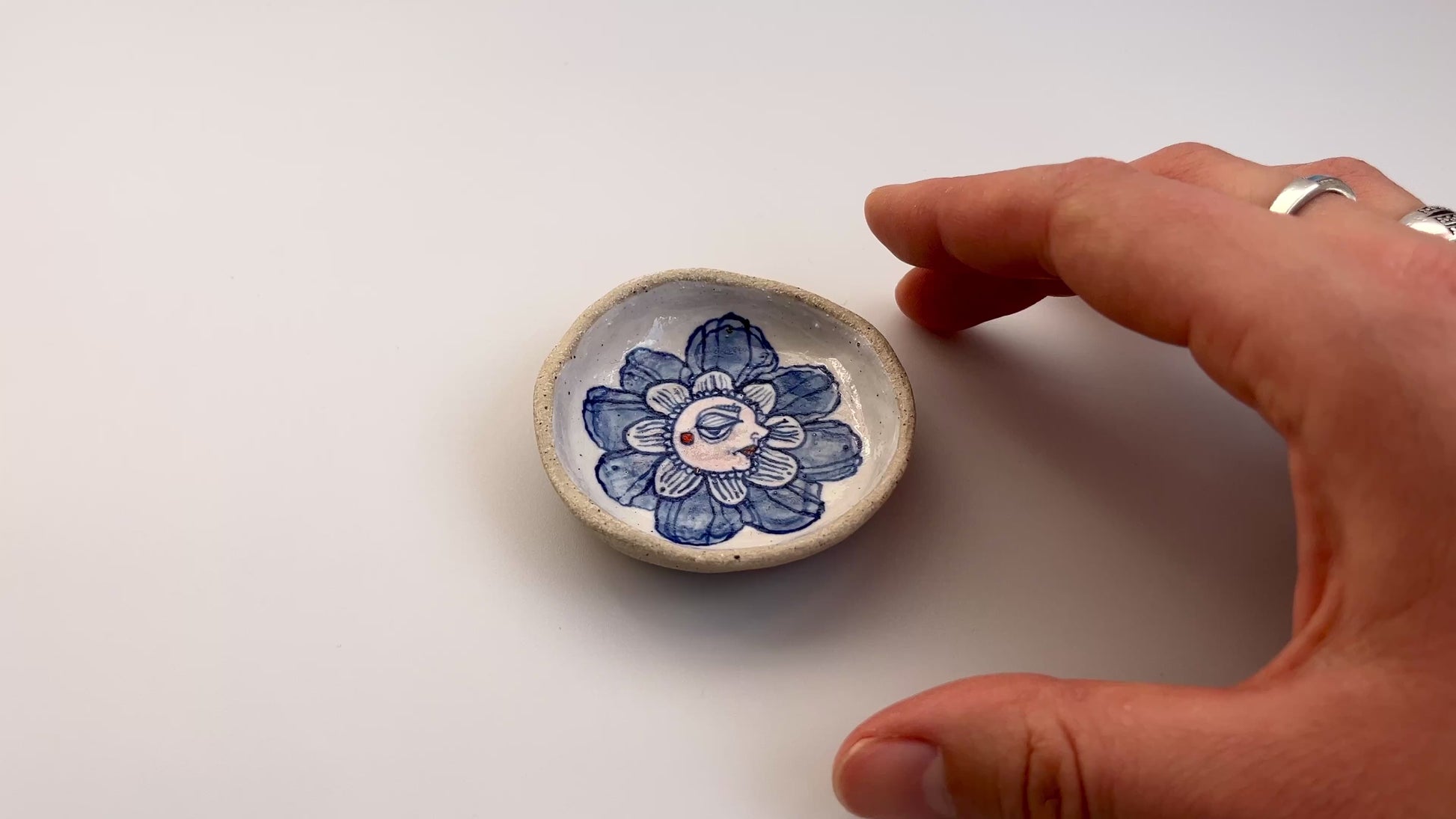 Handcrafted Ceramic Trinket Dish - Flower Person Design video