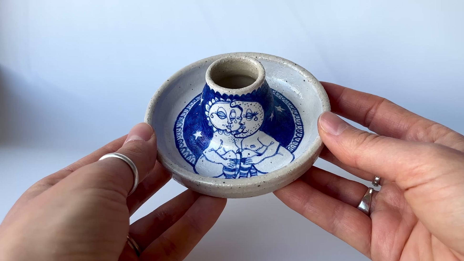 Handcrafted Ceramic Candlestick Holder – Sun & Moon Design video