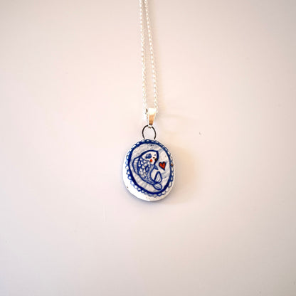 Handmade Ceramic Pendant Necklace – Fish Design (Sterling Silver, Ocean-Inspired Jewellery)