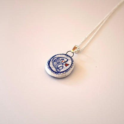 Handmade Ceramic Pendant Necklace – Fish Design (Sterling Silver, Ocean-Inspired Jewellery)